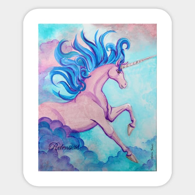 Relentless Unicorn Sticker by susannanadia